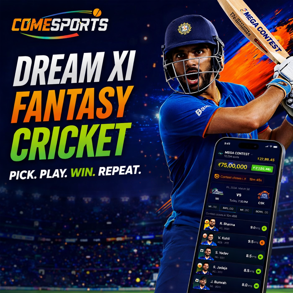 Come Play Link Dream XI fantasy cricket ad visual