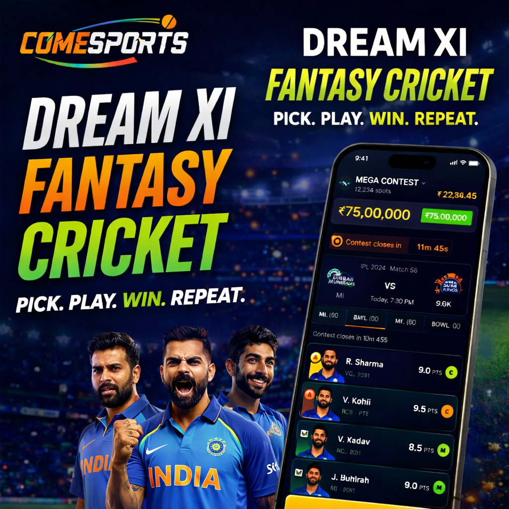Come Play Link fantasy cricket challenge visual